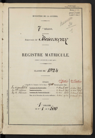 Volume 1, nos 1 à 500