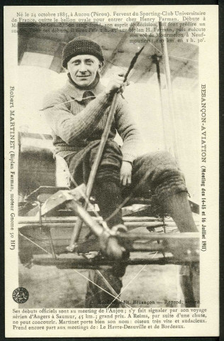 Robert Martinet sur biplan Farman