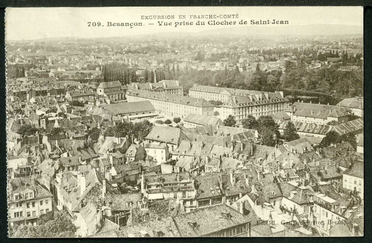 Vue prise du clocher Saint-Jean, quartier des casernes, les Chaprais