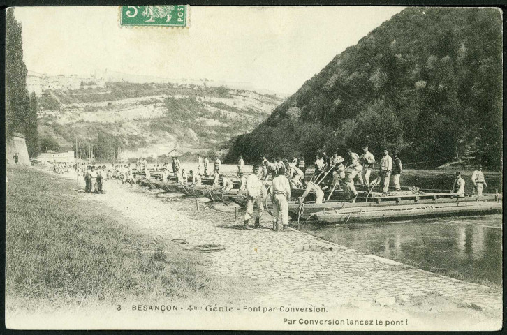 4e régiment du génie, construction d'un pont par conversion, à Canot