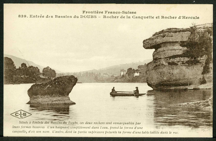 Entrée des bassins du Doubs, rocher de la Casquette et rocher Hercule