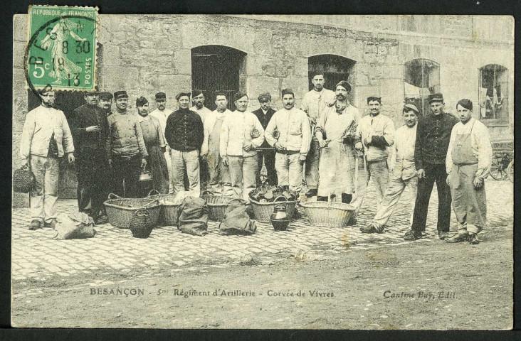 5e régiment d'artillerie, corvées de vivres