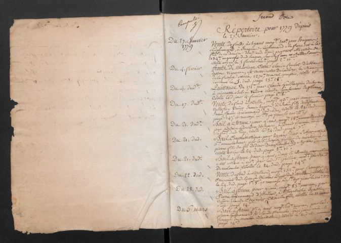 Minutes, testaments et répertoire