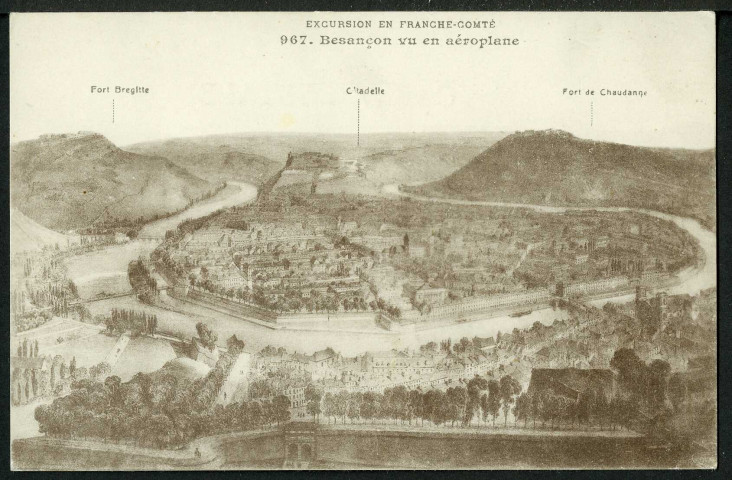 Vue générale de Besançon d'après une aquarelle exécutée en 1910 par M. Boutterin architecte