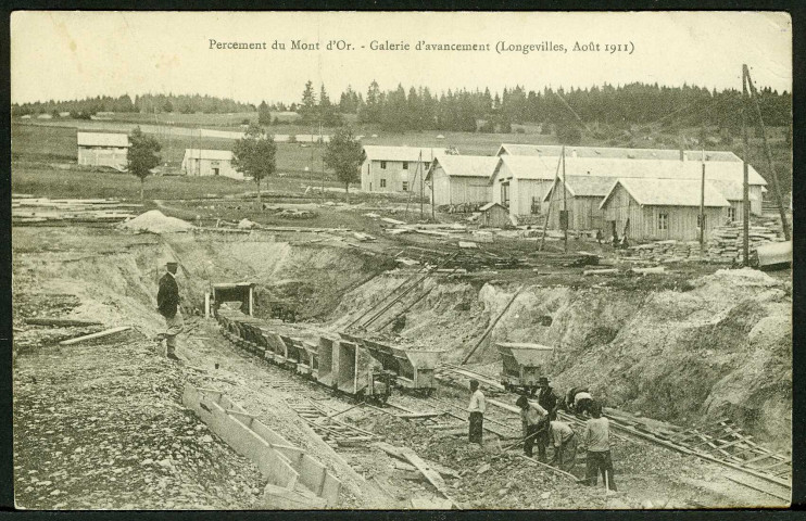 Percement du tunnel du Mont d'Or, galerie d'avancement
