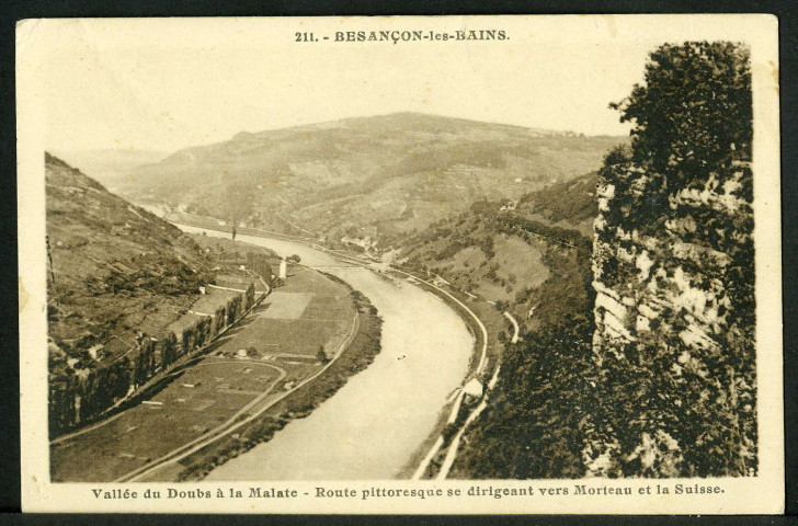 Vallée du Doubs à la Malate, route pittoresque se dirigeant vers Morteau et la Suisse