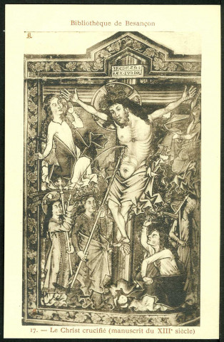 Bibliothèque, le christ crucifié