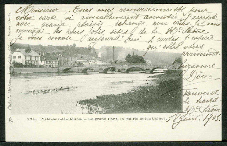 Le grand pont, la mairie, les usines