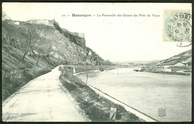 La passerelle et les usines des Prés-de-Vaux