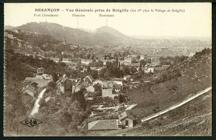 Vue générale prise de Bregille, au premier plan le village de Bregille
