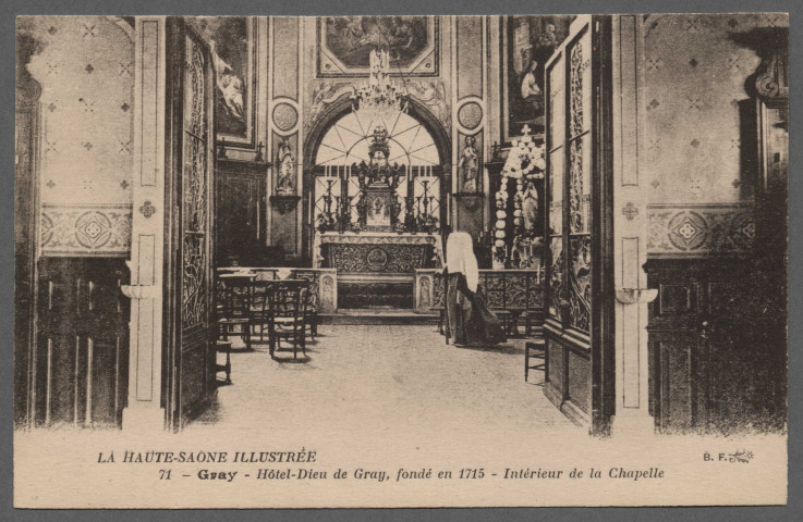 Hôtel-Dieu de Gray, fondé en 1715. Intérieur de la chapelle
