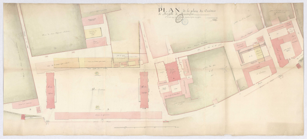 Plan de l'emplacement des bâtiments des casernes