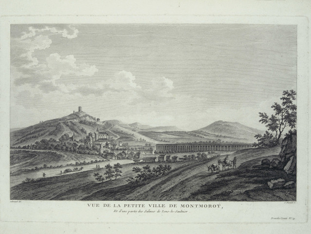 Vue de la petite ville de Montmorot et d'une partie des salines de Lons-le-Saunier