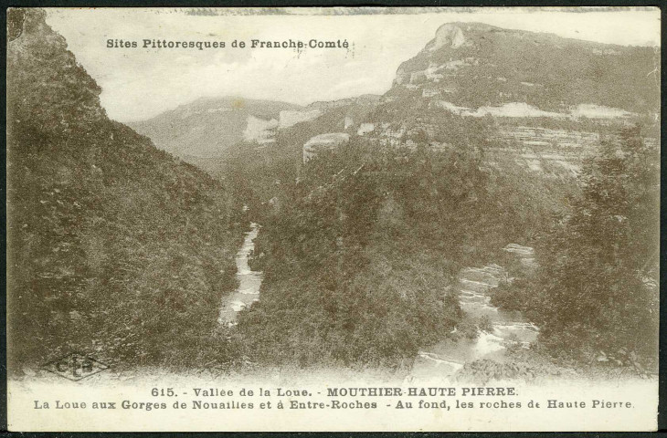 Mouthier-Haute-Pierre. La Loue aux gorges de Nouailles et à Entre-Roches