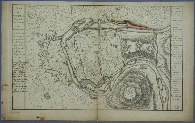 Plan de Besançon, capitale du Comté de Bourgogne