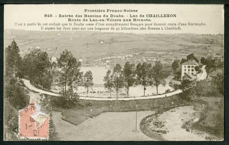 Entrée des bassins du Doubs, lac de Chaillexon, route de Lac-ou-Villers aux Brenets