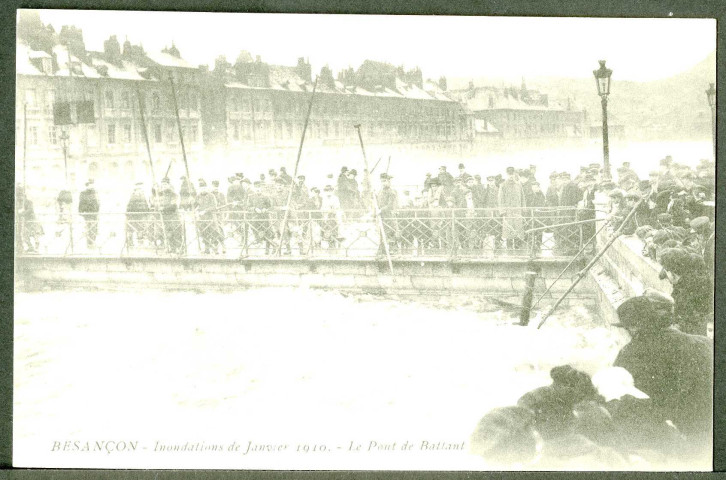 Le Doubs en amont du pont Battant, inondations 1910