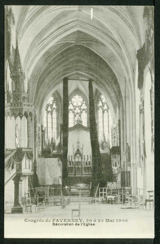 Intérieur de l'église, décoration pour le congrès de Faverney en 1908