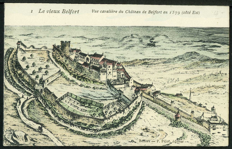 Vue cavalière du château de Belfort en 1579