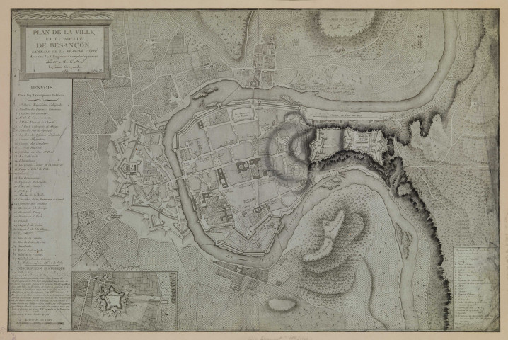 Plan de la ville et citadelle de Besançon, capitale de la Franche-Comté