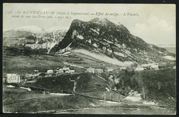 De Saint-Claude (Jura) à Septmoncel. Effet de neige. L'Essart, mont de sur les Grès