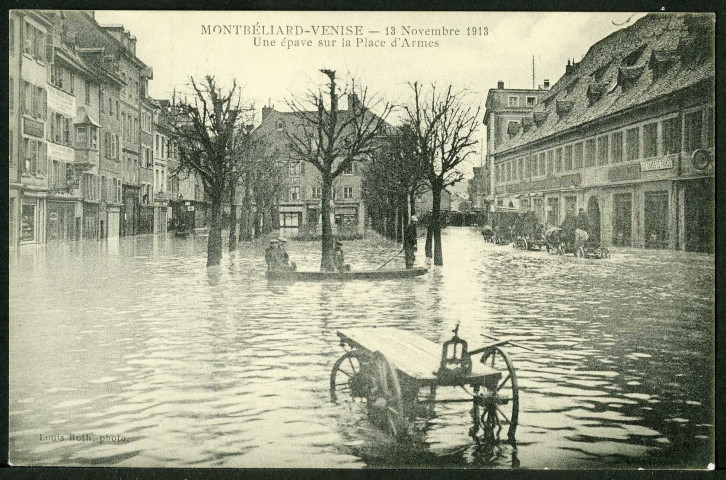 Montbéliard-Venise, 13/11/1913, une épave sur la place d'Armes