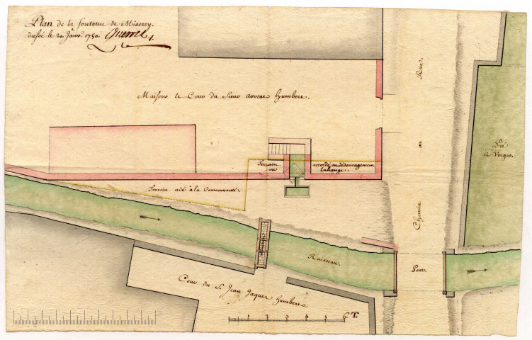 Plan de la fontaine de Miserey