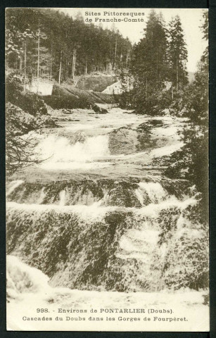 Environs de Pontarlier (Doubs). Cascades du Doubs dans les Gorges de Fourpèret