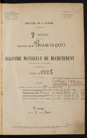 Volume 1, nos 1 à 500