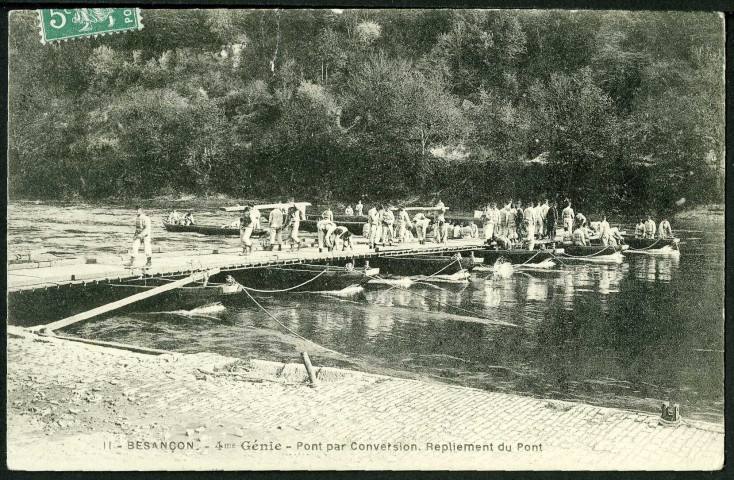 4e régiment du génie, construction d'un pont par conversion, à Canot