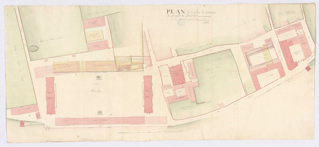 Plan de l'emplacement des bâtiments des casernes