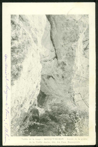 Mouthier. Entrée de la grotte de la Vieille Roche, dite des Faux Monnayeurs