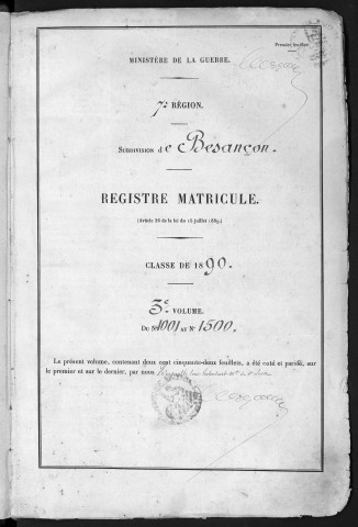 Volume 3, nos 1001 à 1500