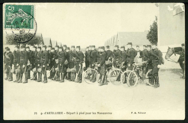4e régiment d'artillerie, départ à pied