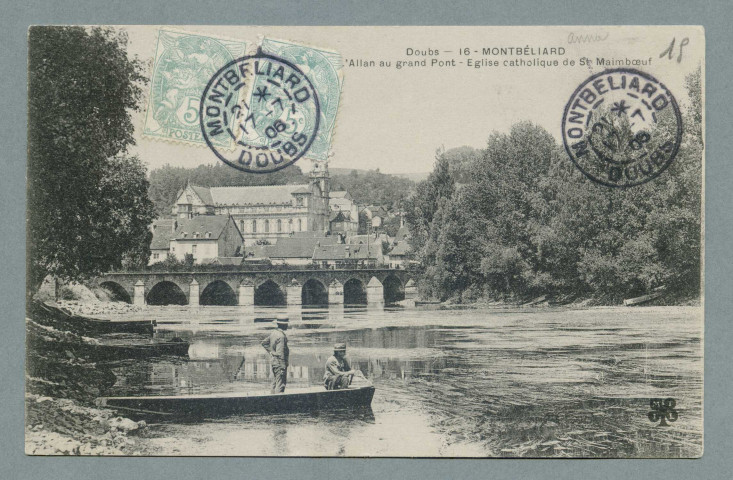 L'Allan au grand pont. Église catholique de Saint-Maimboeuf
