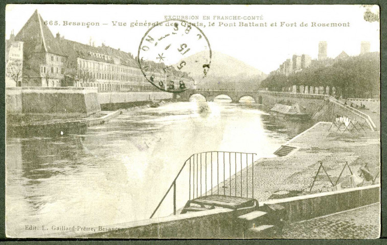 Vue générale des quais, le pont Battant et fort de Chaudanne