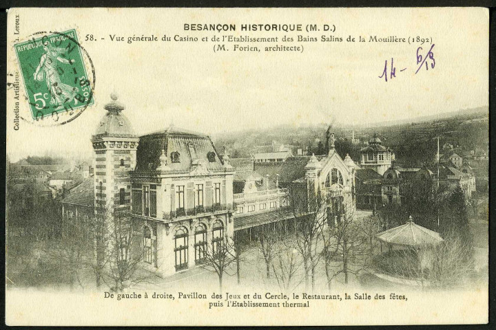 Vue générale du casino et de l'établissement des bains salins de la Mouillère