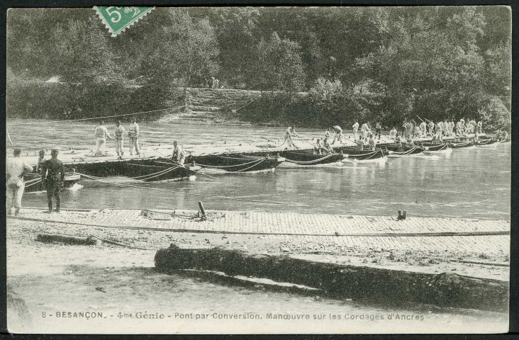 4e régiment du génie, construction d'un pont par conversion, à Canot