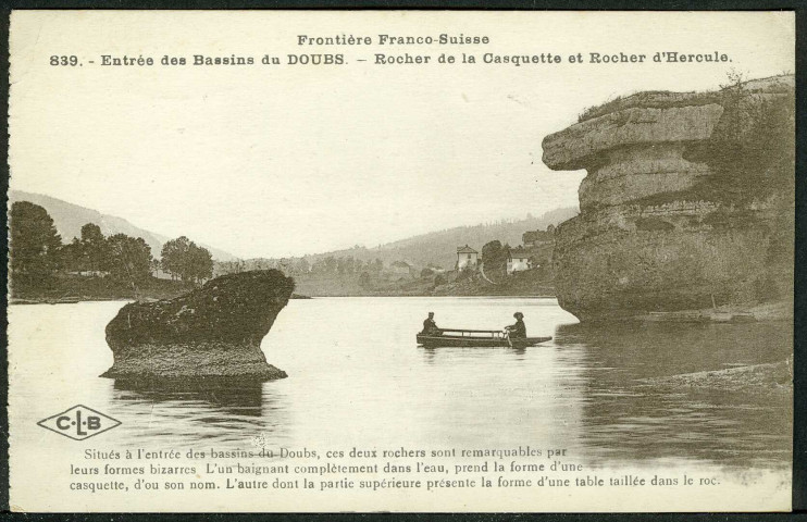 Entrée des bassins du Doubs, rocher de la Casquette et rocher d'Hercule