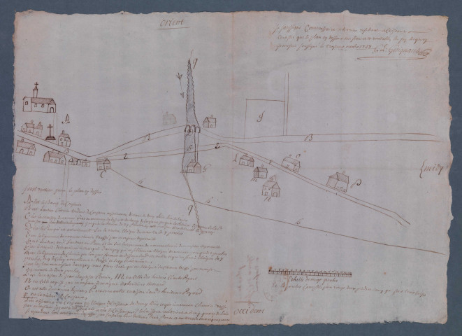 Plan de la rue du Perron et des jardins