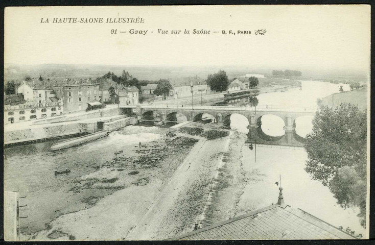 Vue sur la Saône, le pont