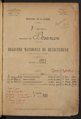 Volume 1, nos 1 à 500