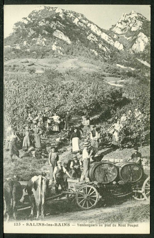 Vendangeurs au pied du mont Poupet