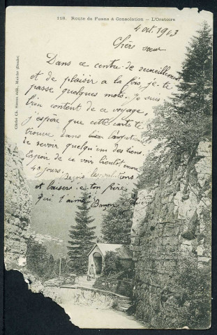 Route de Fuans à Consolation. L'Oratoire