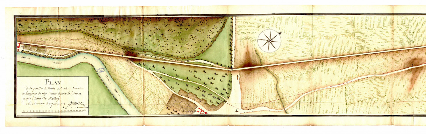Plan de la route à construire entre Mathay et Les Forges
