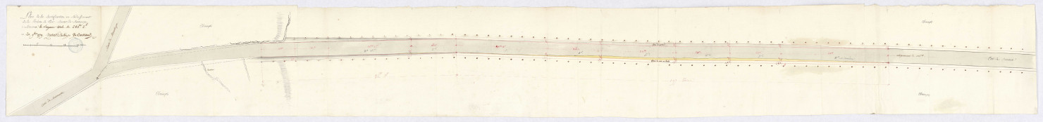 Plan de la rectification en redressement de la portion de Thise, route de Besançon à Baume.
