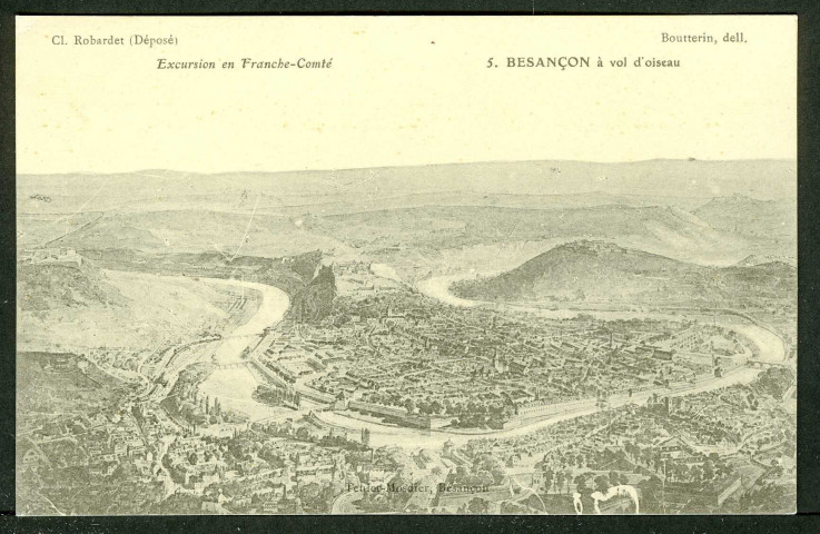 Vue générale de Besançon d'après une aquarelle exécutée en 1910 par M. Boutterin architecte