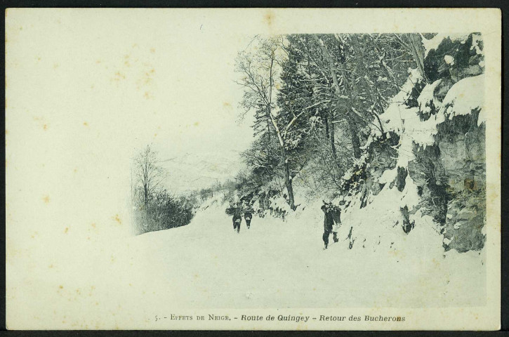 Route de Quingey, effets de neige et retour des bûcherons