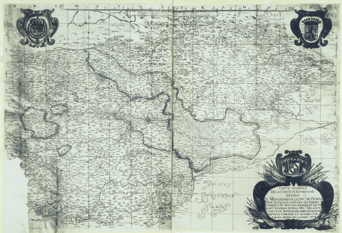"Carte générale de la comté de Bourgogne dédiée à monseigneur le duc de Duras [...] revue, corrigée et augmentée par ses ordres"