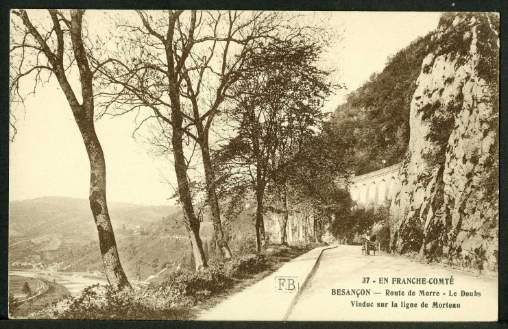 Besançon. Route de Morre. Le Doubs. Viaduc sur la ligne de Morteau
